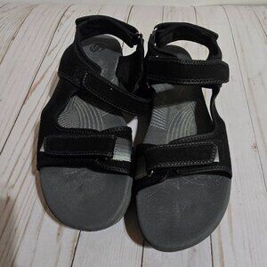 Cloudsteppers By Clarks Comfort Sandals Size 9 Black with Multi greys accents